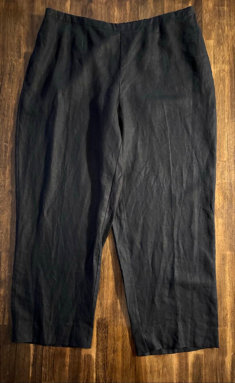 Kim Rogers Women’s 3X Pants 100% Linen Pull On Tapered Leg 31" Inseam Ankle